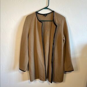 Talbots Camel Cardigan with Black Edging
